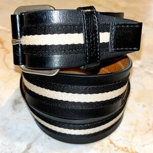 Bally Men’s Tianis Leather and Canvas Belt. Excellent Condition.
